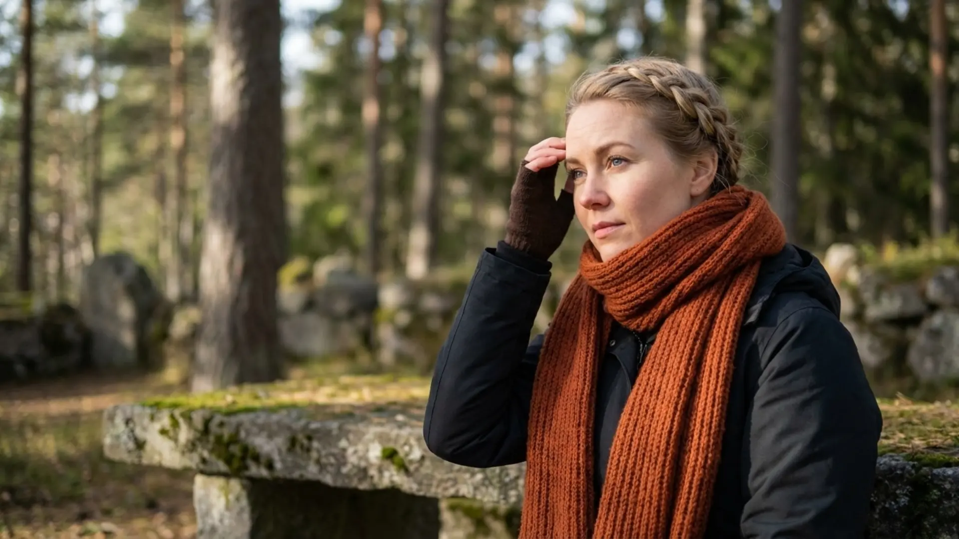 Noor naine hoiab kätt meelekohal