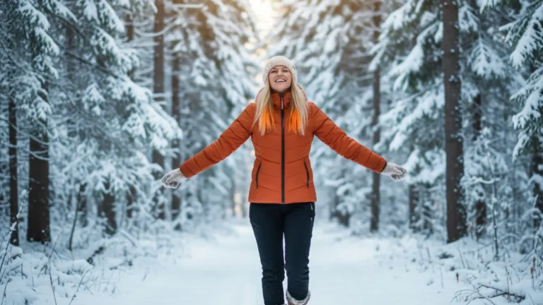 Naine lumises metsas