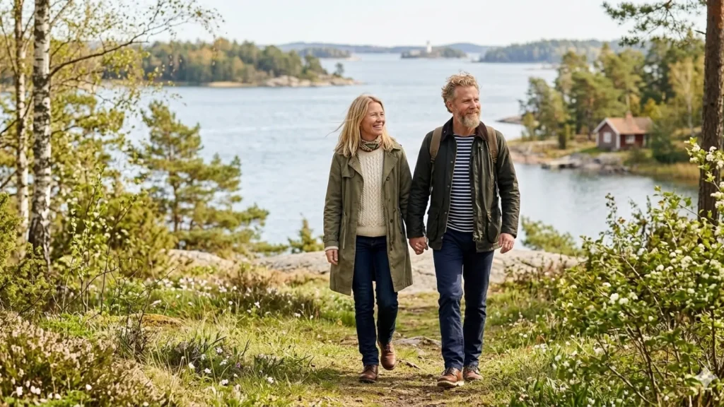 Mees ja naine jalutamas